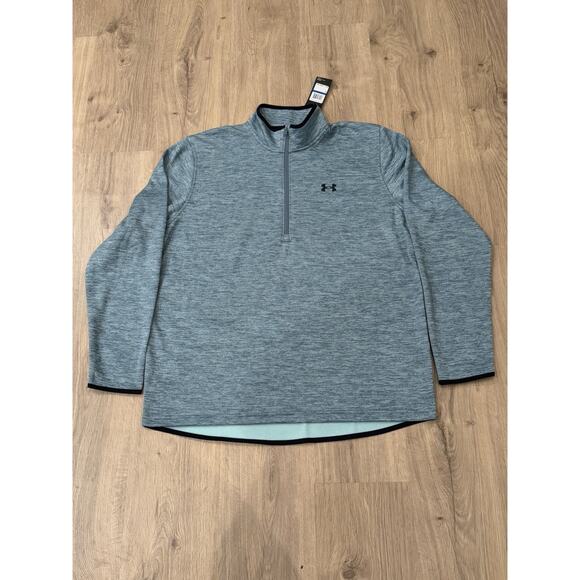 Under Armour ColdGear Mens Armour Fleece 1/2 Zip Pullover Large Heather Blue NWT - Picture 1 of 8